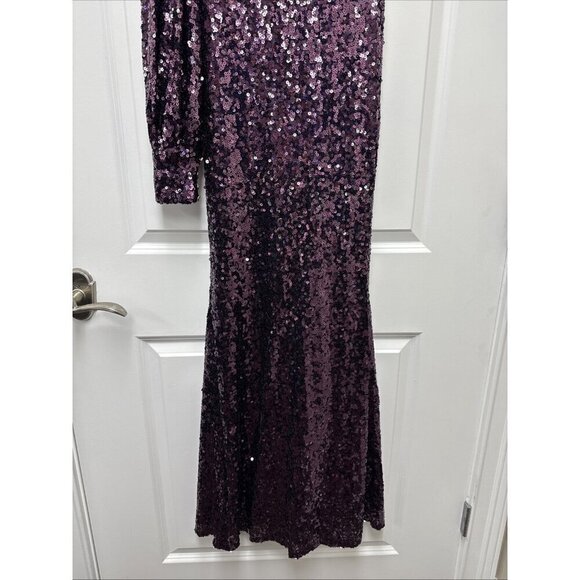 MAC DUGGAL Size 0 Purple Sequined One Shoulder Trumpet Formal Prom Gown Dress - Picture 7 of 11